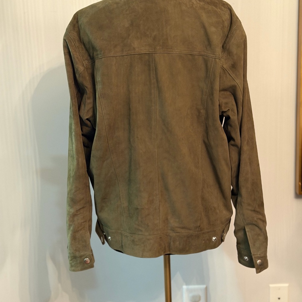 Men's Suede Jacket Olive Green Size Large - Picture 5 of 5